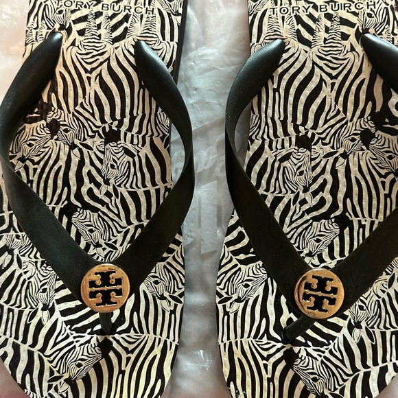 Tory Burch Zebra Print Sandals in Black and White - Picture 2 of 5